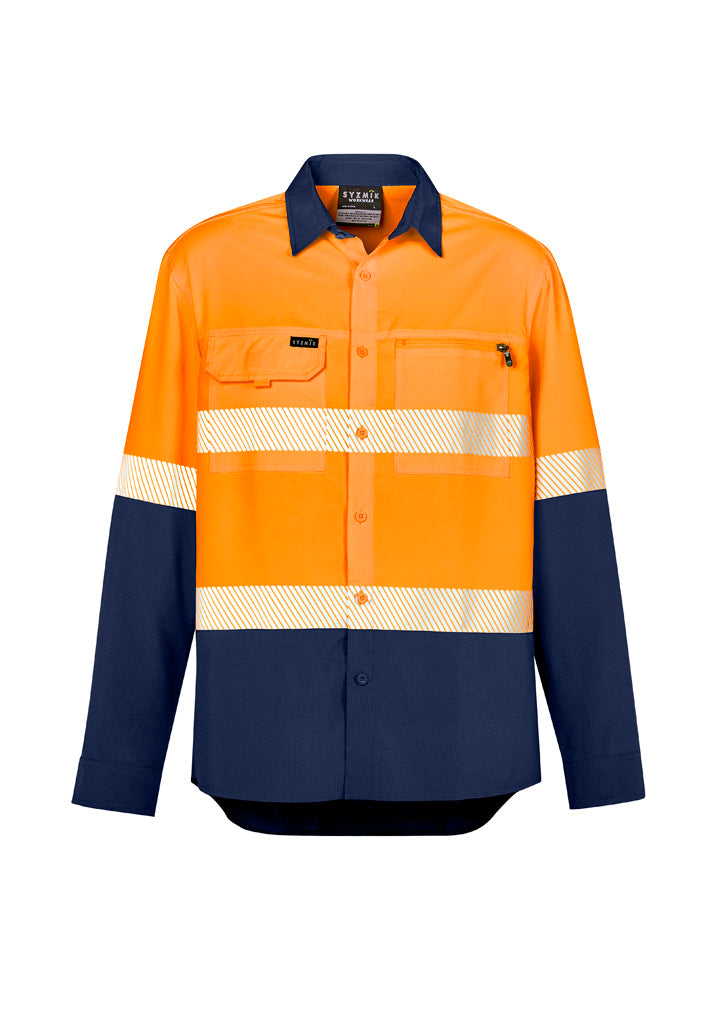 Mens Hi Vis Outdoor Segmented Tape Long Sleeve Shirt - ZW470 - syzmik-0