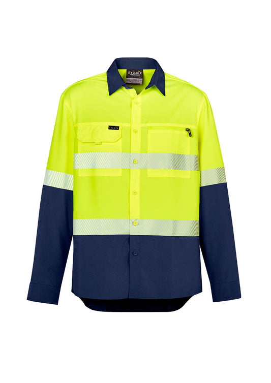 Mens Hi Vis Outdoor Segmented Tape Long Sleeve Shirt - ZW470 - syzmik-1