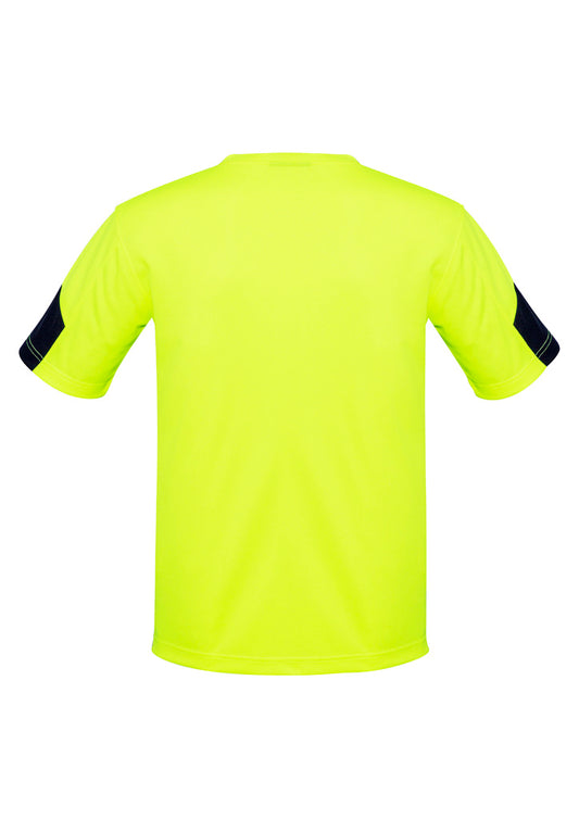 Syzmik ZW505 Mens Hi Vis Squad Tee in Yellow/Navy - back view