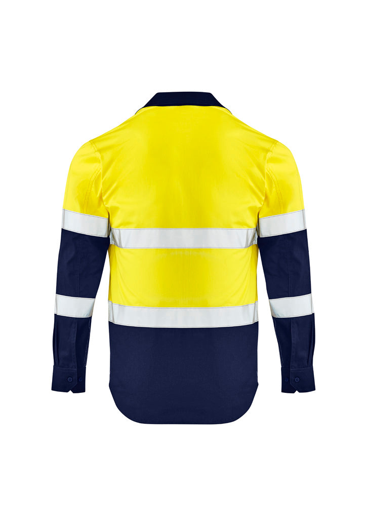 Syzmik ZW520 Mens Lightweight Bio Motion Long SleeveShirt in Yellow/Navy - back view