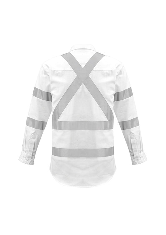 Syzmik ZW621 Mens Bio Motion X Back Taped Long Sleeve Shirt in White - back view