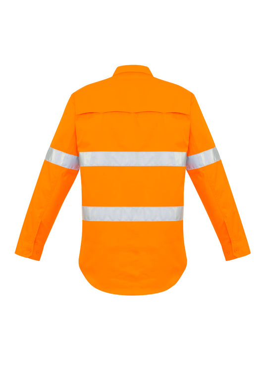 Syzmik ZW640 Mens Hi Vis Hoop Taped Long Sleeve Shirt in Orange - back view