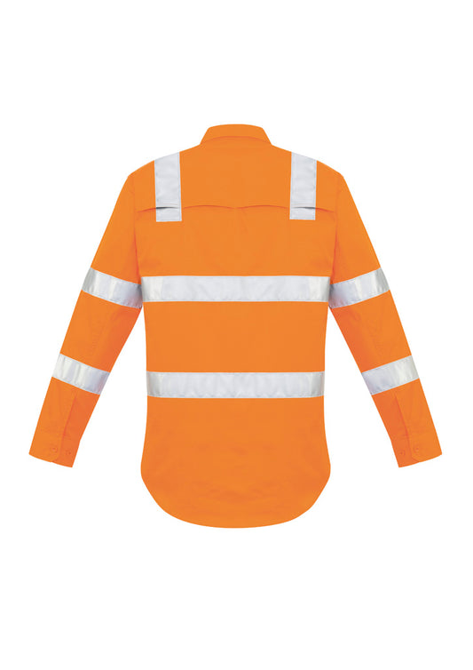 Syzmik ZW680 Mens Bio Motion VIC Rail Long Sleeve Shirt in Vic Rail Orange - back view