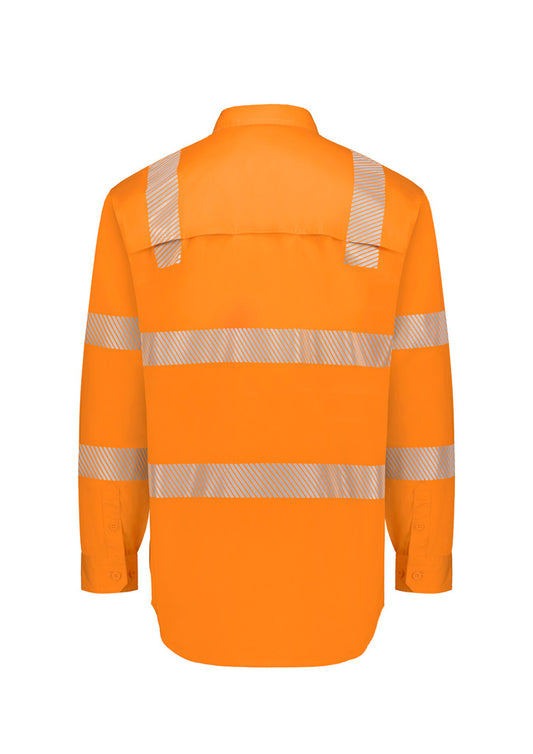Syzmik ZW682 Mens VIC Rail Shirt - Segmented Tape in Vic Rail Orange - back view