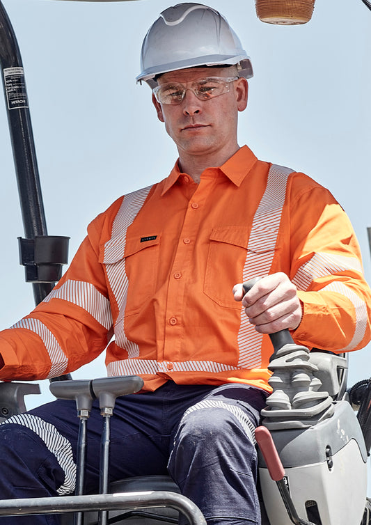 Mens Hi Vis X Back NSW Rail Shirt - Segmented Tape - ZW692 - syzmik-0