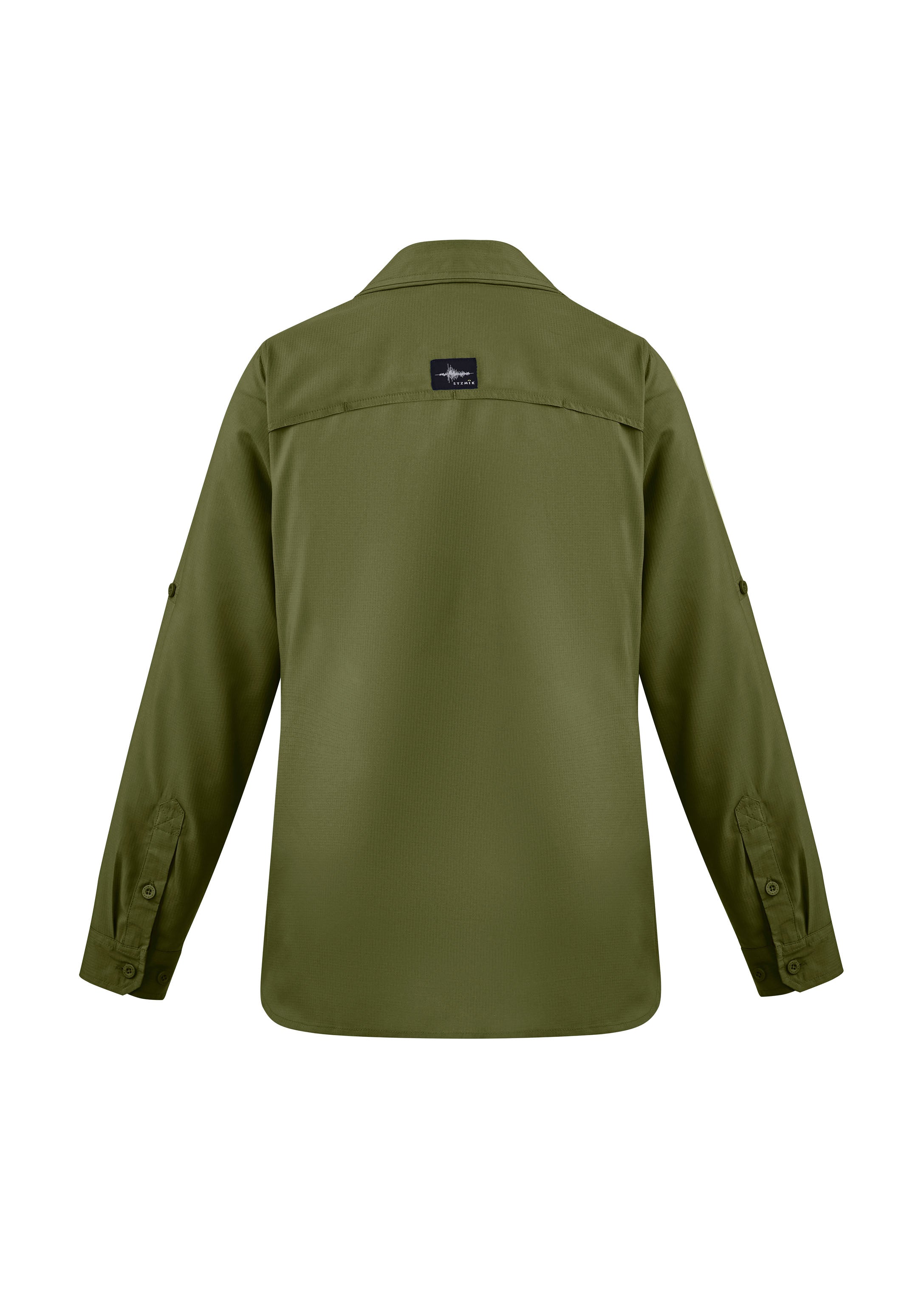 Syzmik ZW760 Womens Outdoor Long Sleeve Shirt in Army - back view