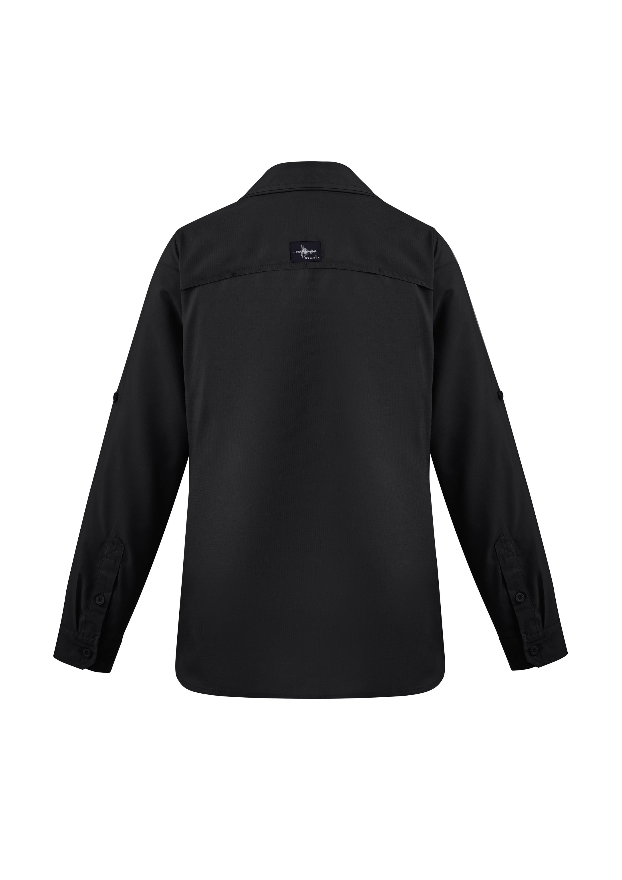 Syzmik ZW760 Womens Outdoor Long Sleeve Shirt in Black - back view