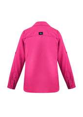 Syzmik ZW760 Womens Outdoor Long Sleeve Shirt in Pink - back view