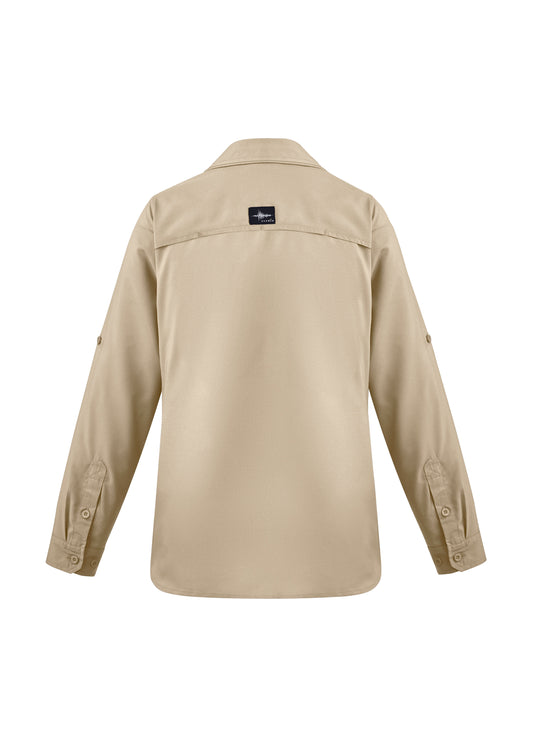 Syzmik ZW760 Womens Outdoor Long Sleeve Shirt in Sand - back view