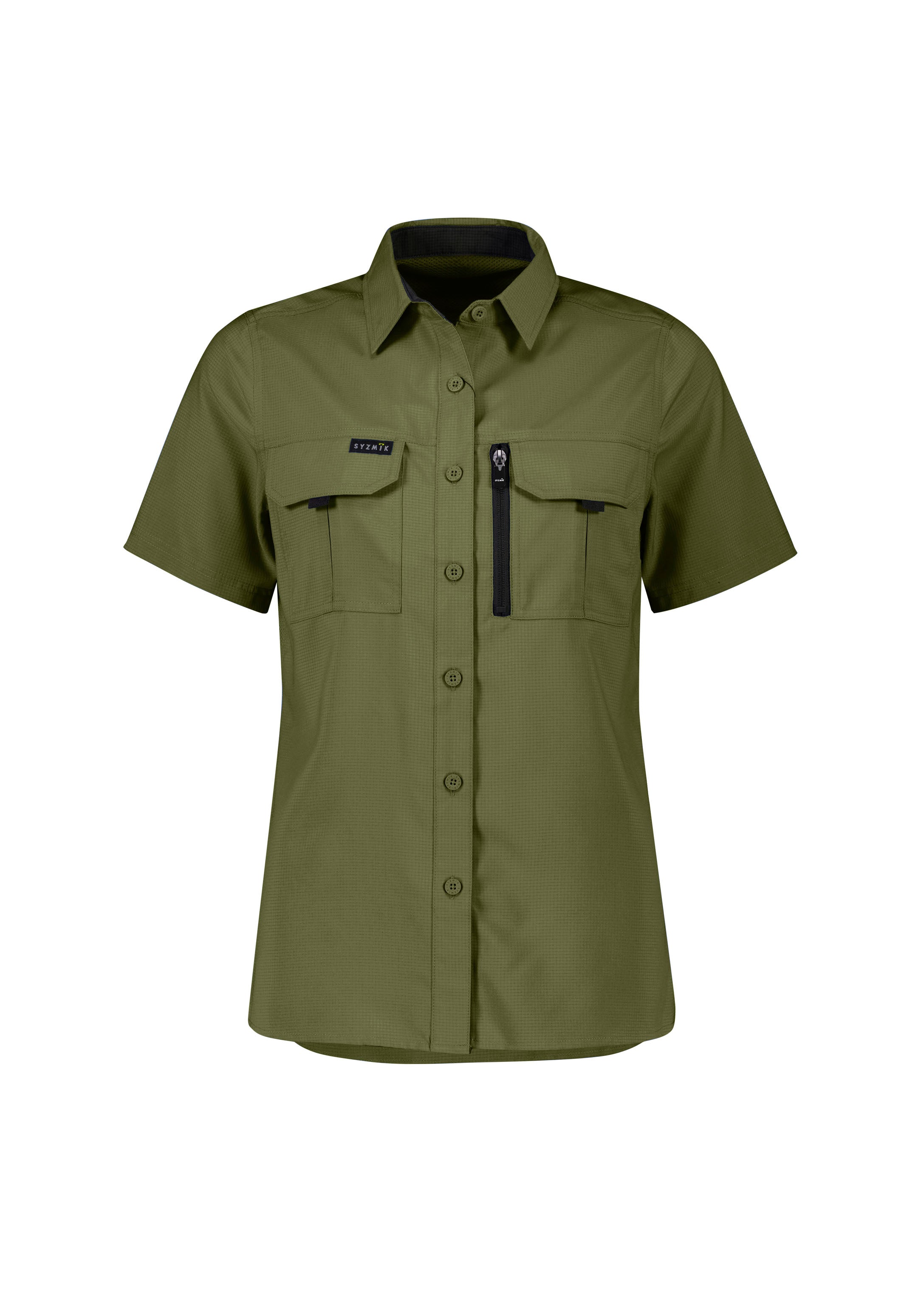 Syzmik ZW765 Womens Outdoor Short Sleeve Shirt in Army