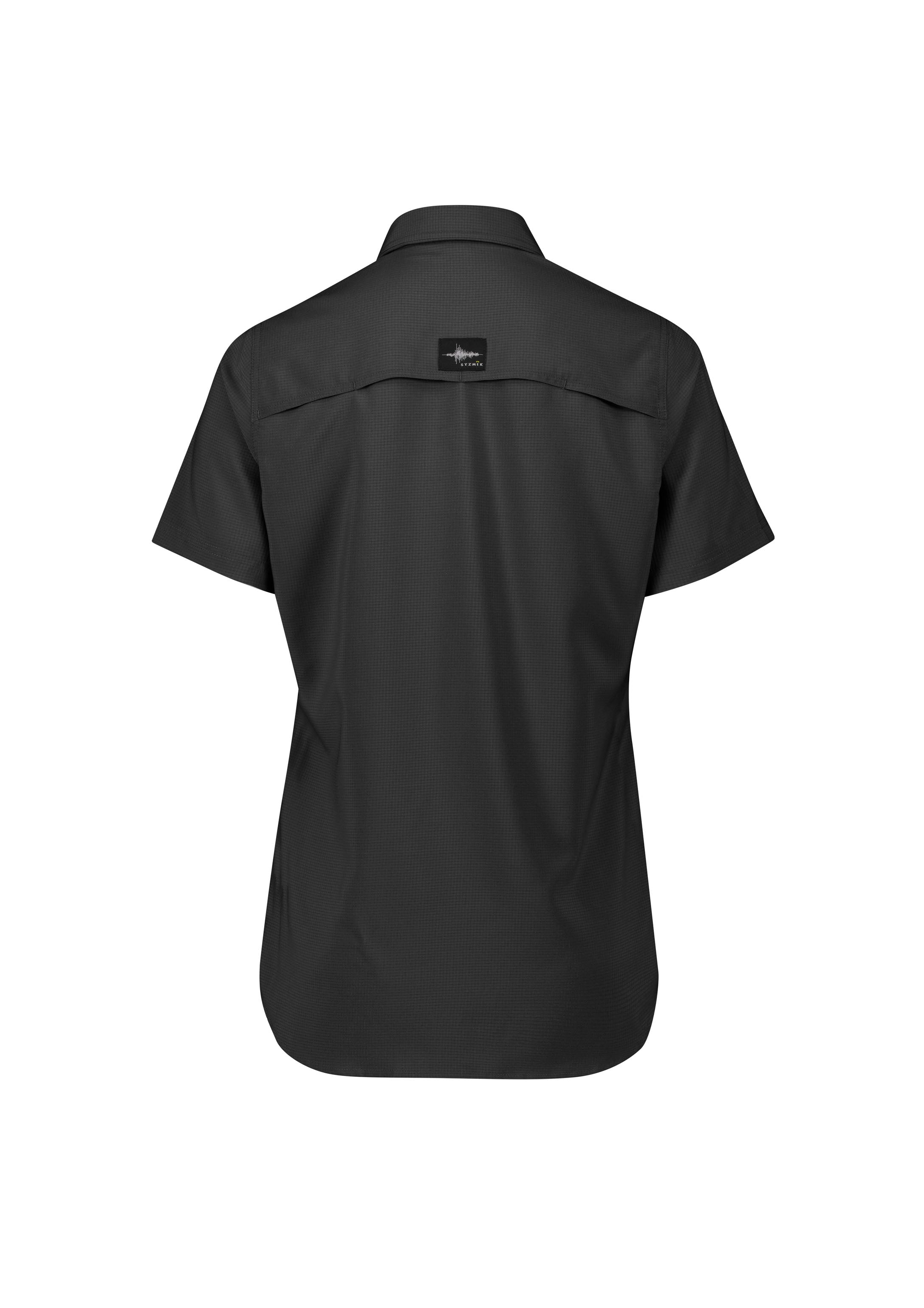 Syzmik ZW765 Womens Outdoor Short Sleeve Shirt in Black - back view