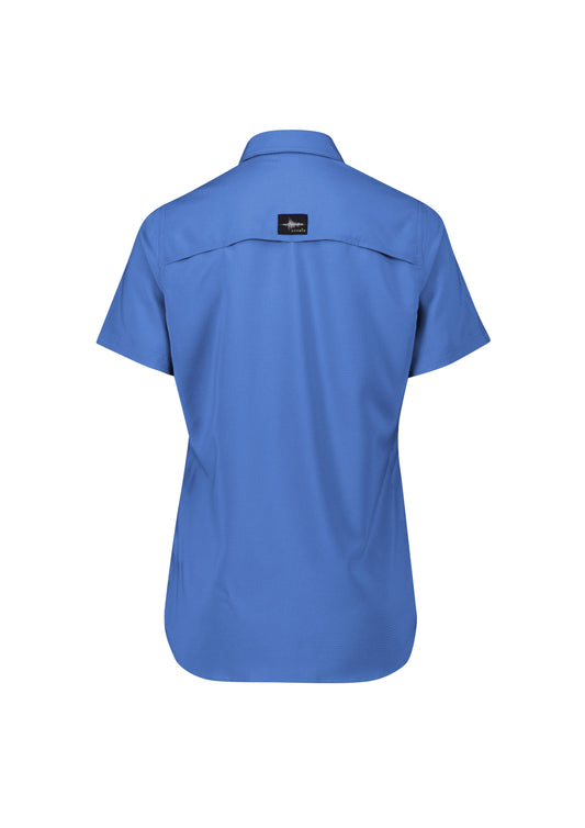 Syzmik ZW765 Womens Outdoor Short Sleeve Shirt in Blue - back view