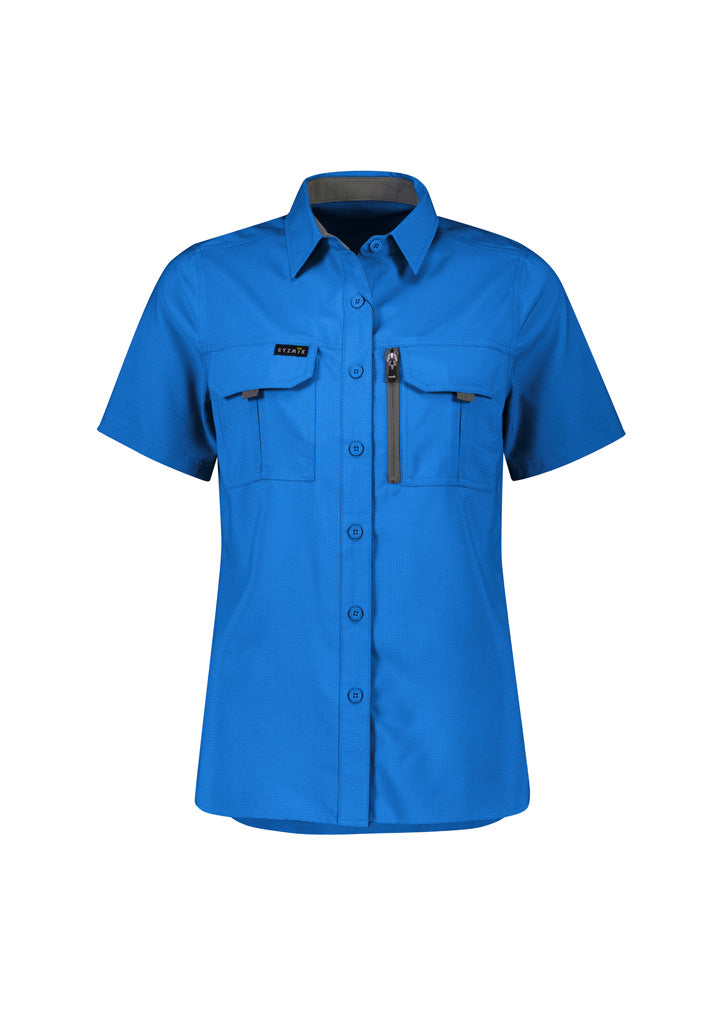 Syzmik ZW765 Womens Outdoor Short Sleeve Shirt in Cobalt