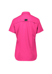 Syzmik ZW765 Womens Outdoor Short Sleeve Shirt in Pink - back view