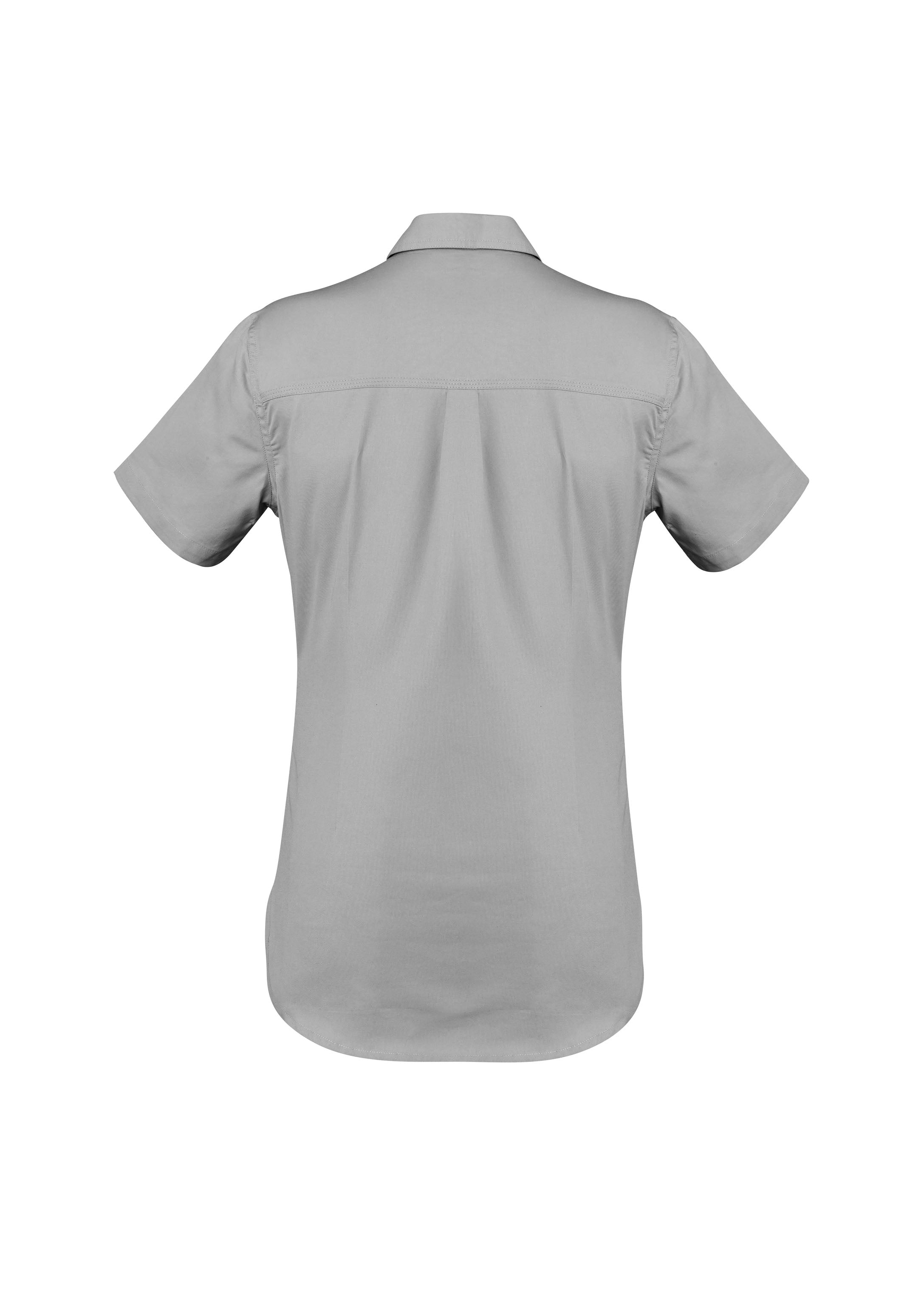 Syzmik ZWL120 Womens Lightweight Tradie Short Sleeve Shirt in Grey - back view