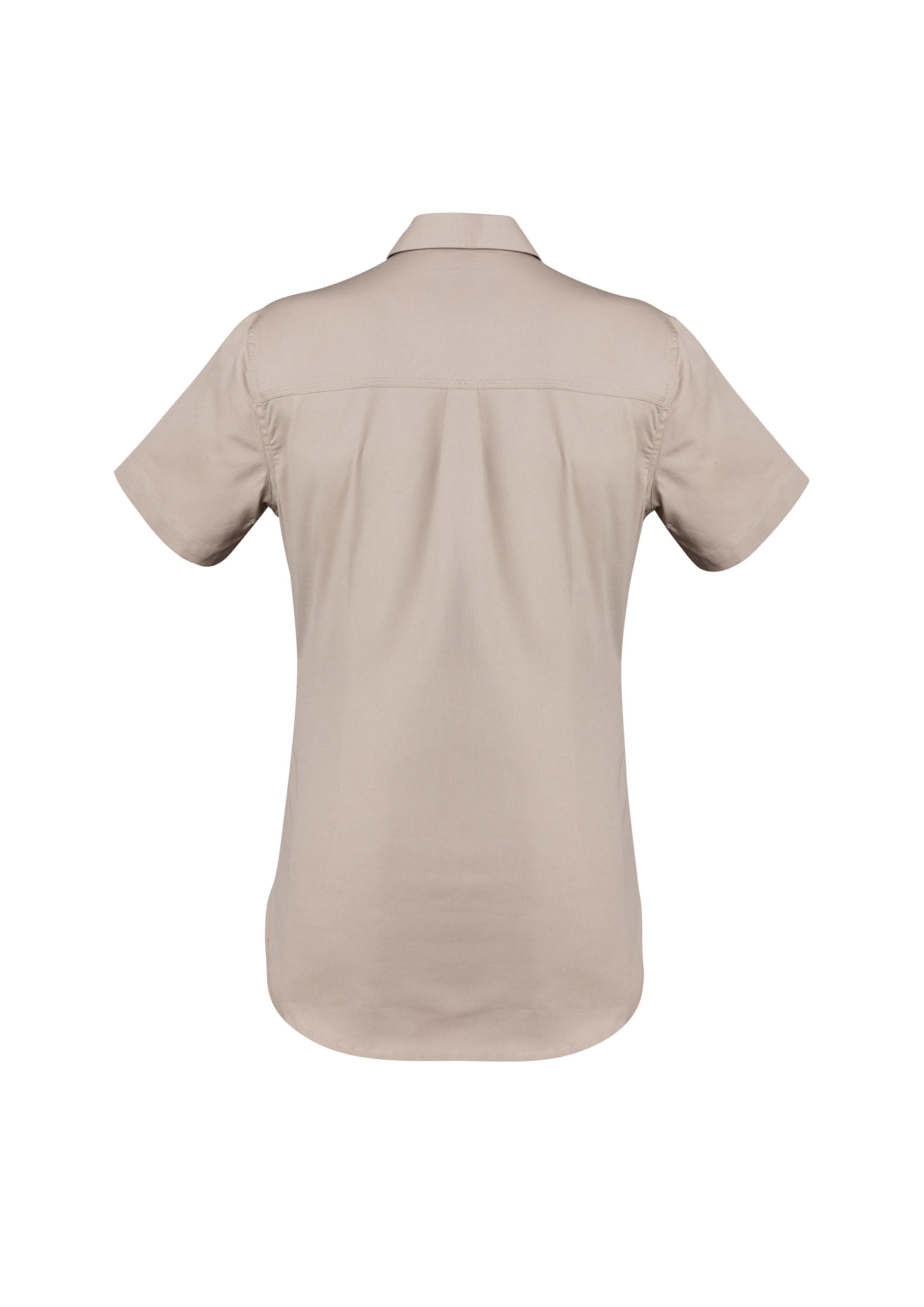 Syzmik ZWL120 Womens Lightweight Tradie Short Sleeve Shirt in Sand - back view