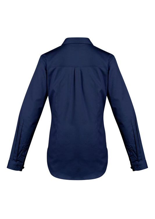 Syzmik ZWL121 Womens Lightweight Tradie Long Sleeve Shirt in Blue - back view