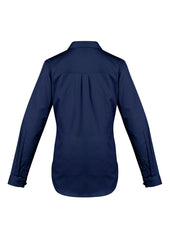 Syzmik ZWL121 Womens Lightweight Tradie Long Sleeve Shirt in Blue - back view
