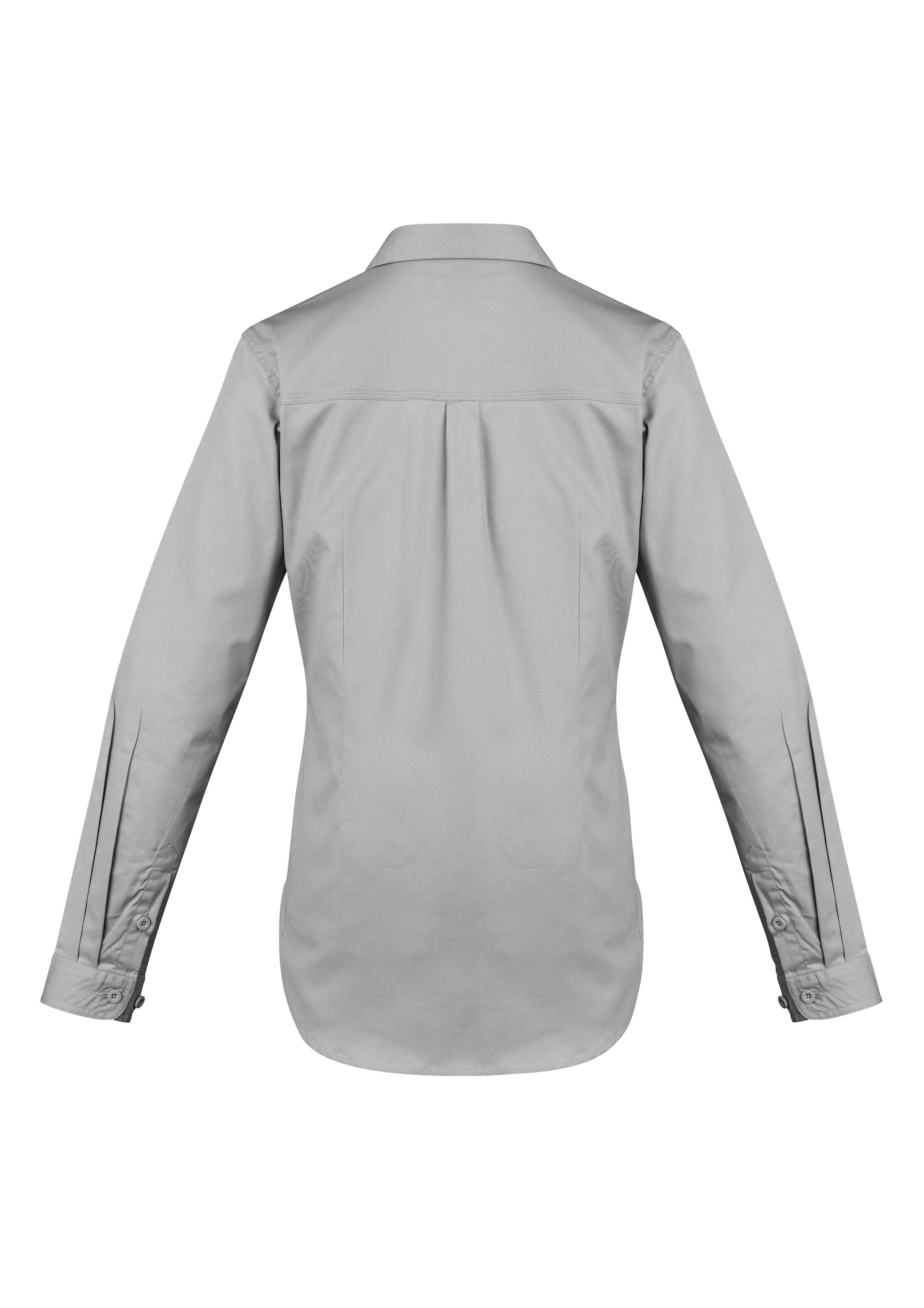 Syzmik ZWL121 Womens Lightweight Tradie Long Sleeve Shirt in Grey - back view